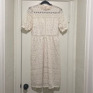 Monteau Cream Lace Dress Size M